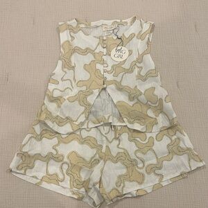 VRG GRL Beige and White Women's Set